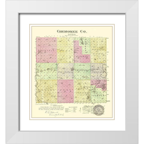 Cherokee Kansas - Everts 1887 White Modern Wood Framed Art Print with Double Matting by Everts