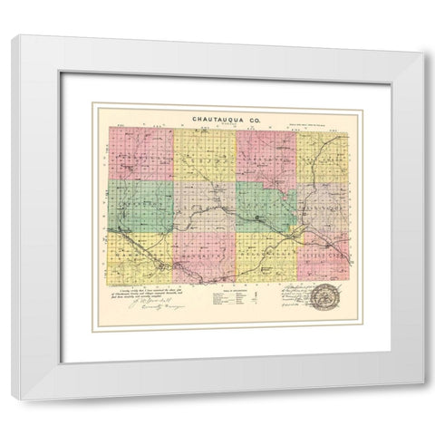 Chautauqua Kansas - Everts 1887 White Modern Wood Framed Art Print with Double Matting by Everts