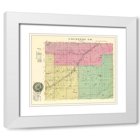 Cheyenne Kansas - Everts 1887 White Modern Wood Framed Art Print with Double Matting by Everts