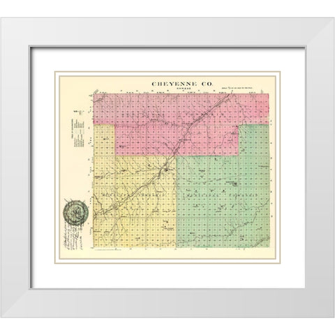 Cheyenne Kansas - Everts 1887 White Modern Wood Framed Art Print with Double Matting by Everts