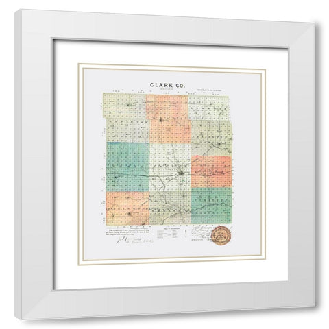 Clark Kansas - Everts 1887 White Modern Wood Framed Art Print with Double Matting by Everts