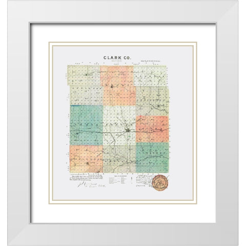 Clark Kansas - Everts 1887 White Modern Wood Framed Art Print with Double Matting by Everts