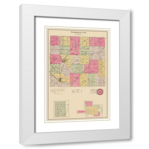 Cowley Kansas - Everts 1887 White Modern Wood Framed Art Print with Double Matting by Everts