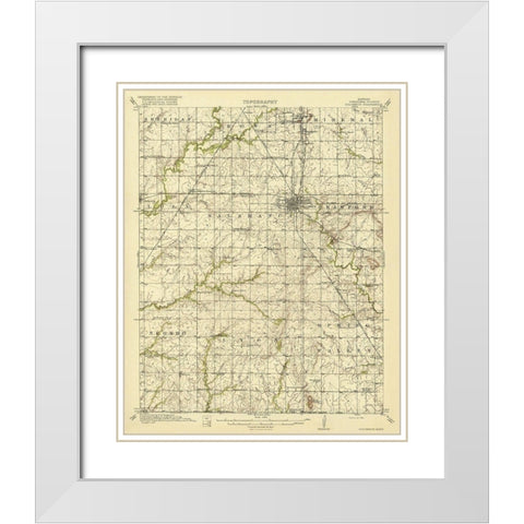 Columbus Kansas Quad - USGS 1918 White Modern Wood Framed Art Print with Double Matting by USGS