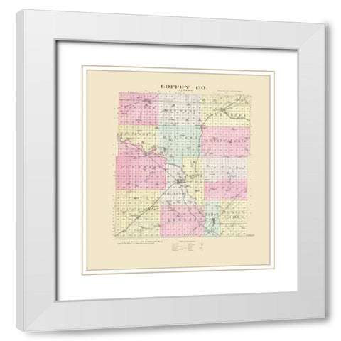 Coffey Kansas - Everts 1887 White Modern Wood Framed Art Print with Double Matting by Everts