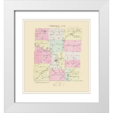 Coffey Kansas - Everts 1887 White Modern Wood Framed Art Print with Double Matting by Everts