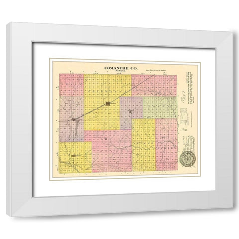 Comanche Kansas - Everts 1887 White Modern Wood Framed Art Print with Double Matting by Everts