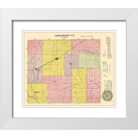 Comanche Kansas - Everts 1887 White Modern Wood Framed Art Print with Double Matting by Everts