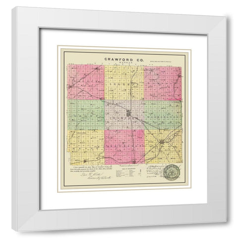 Crawford Kansas - Everts 1886 White Modern Wood Framed Art Print with Double Matting by Everts