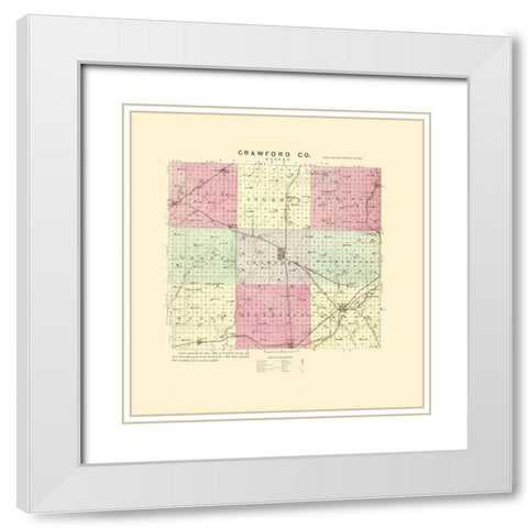 Crawford Kansas - Everts 1887 White Modern Wood Framed Art Print with Double Matting by Everts