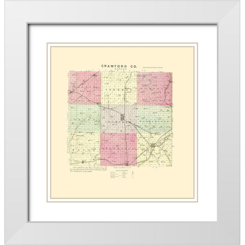 Crawford Kansas - Everts 1887 White Modern Wood Framed Art Print with Double Matting by Everts