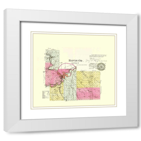 Davis Kansas - Everts 1887 White Modern Wood Framed Art Print with Double Matting by Everts