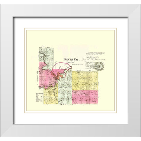 Davis Kansas - Everts 1887 White Modern Wood Framed Art Print with Double Matting by Everts
