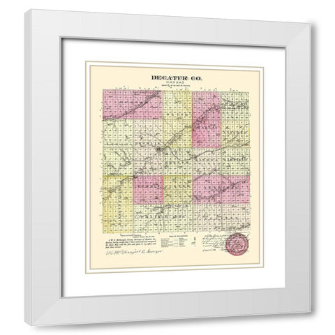 Decatur Kansas - Everts 1887 White Modern Wood Framed Art Print with Double Matting by Everts