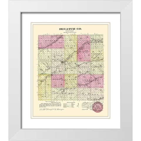 Decatur Kansas - Everts 1887 White Modern Wood Framed Art Print with Double Matting by Everts