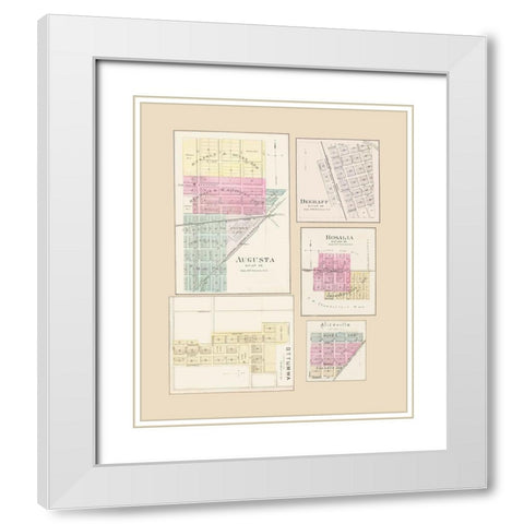 Degraff, Augusta, Rosalia, Aliceville, Ottumwa White Modern Wood Framed Art Print with Double Matting by Everts