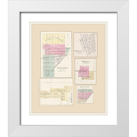 Degraff, Augusta, Rosalia, Aliceville, Ottumwa White Modern Wood Framed Art Print with Double Matting by Everts