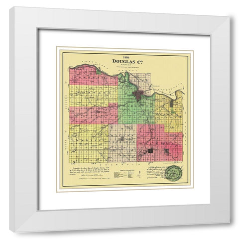 Douglas County Kansas - Allen 1886 White Modern Wood Framed Art Print with Double Matting by Allen