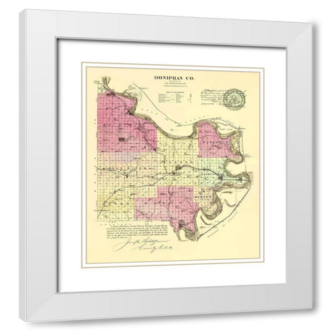 Doniphan Kansas - Everts 1887 White Modern Wood Framed Art Print with Double Matting by Everts
