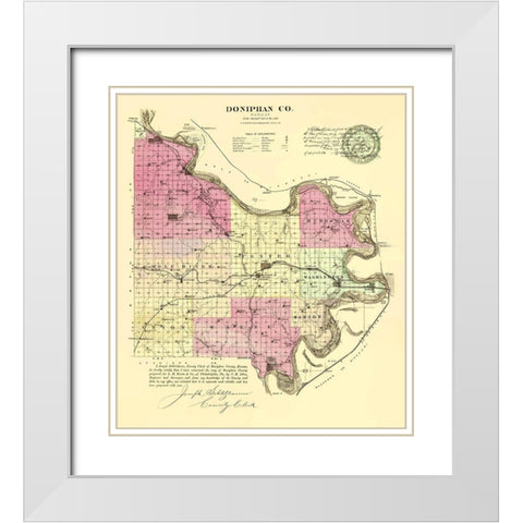 Doniphan Kansas - Everts 1887 White Modern Wood Framed Art Print with Double Matting by Everts