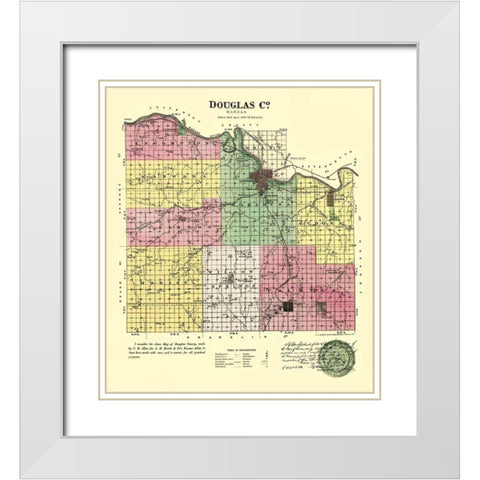 Doniphan Kansas - Everts 1887 White Modern Wood Framed Art Print with Double Matting by Everts