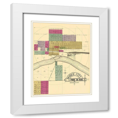 Dodge City Kansas - Everts 1887 White Modern Wood Framed Art Print with Double Matting by Everts