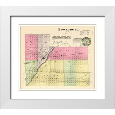 Edwards Kansas - Everts 1887 White Modern Wood Framed Art Print with Double Matting by Everts