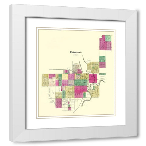 Eldorado Kansas Landowner - Everts 1887 White Modern Wood Framed Art Print with Double Matting by Everts