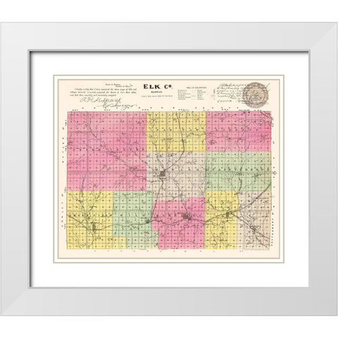 Elk Kansas - Everts 1887 White Modern Wood Framed Art Print with Double Matting by Everts