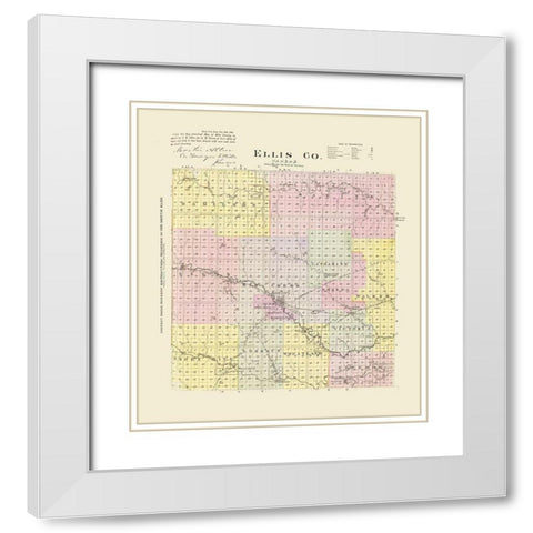 Ellis Kansas - Everts 1887 White Modern Wood Framed Art Print with Double Matting by Everts