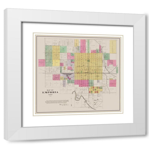 Emporia Kansas Landowner - Everts 1886 White Modern Wood Framed Art Print with Double Matting by Everts