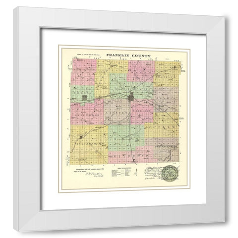 Franklin Kansas - Everts 1887 White Modern Wood Framed Art Print with Double Matting by Everts
