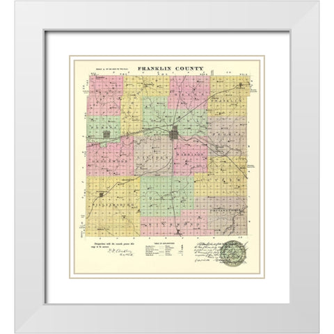 Franklin Kansas - Everts 1887 White Modern Wood Framed Art Print with Double Matting by Everts