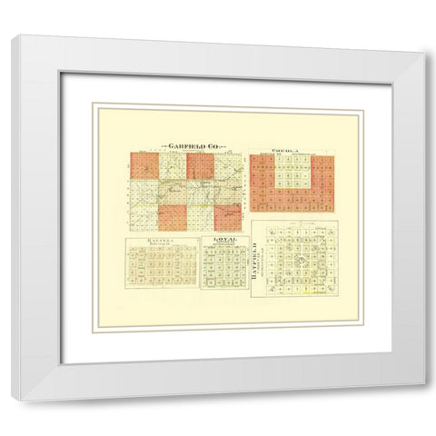 Garfield Kansas - Everts 1887 White Modern Wood Framed Art Print with Double Matting by Everts