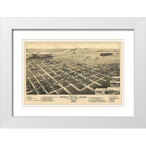 Great Bend Kansas - Stoner 1882  White Modern Wood Framed Art Print with Double Matting by Stoner