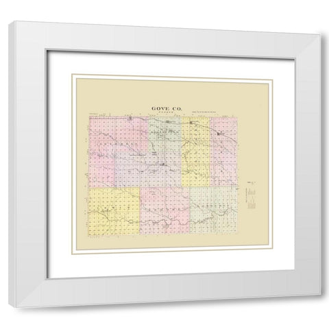 Gove Kansas - Everts 1887 White Modern Wood Framed Art Print with Double Matting by Everts