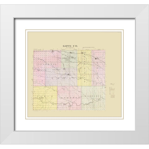 Gove Kansas - Everts 1887 White Modern Wood Framed Art Print with Double Matting by Everts