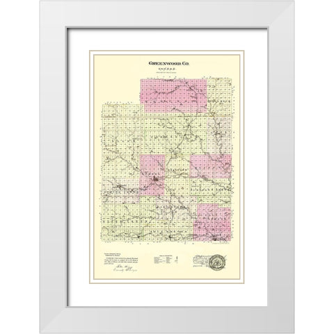 Greenwood Kansas - Everts 1887 White Modern Wood Framed Art Print with Double Matting by Everts