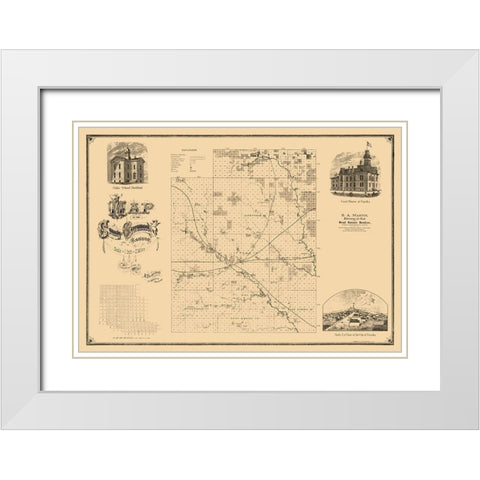 Greenwood County Kansas - Hoenscheidt 1877  White Modern Wood Framed Art Print with Double Matting by Hoenscheidt