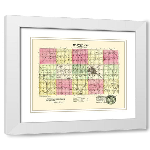 Harvey Kansas - Everts 1887 White Modern Wood Framed Art Print with Double Matting by Everts