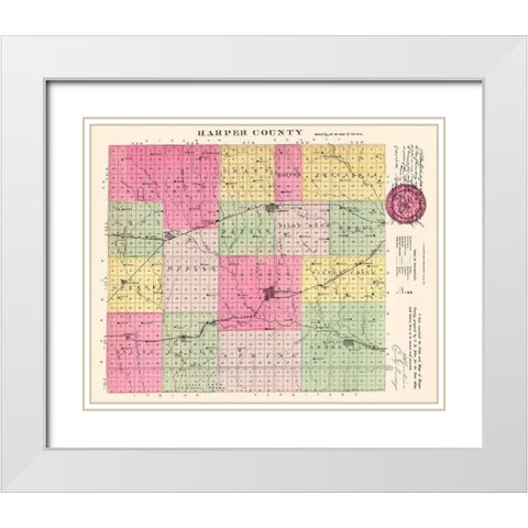 Harper Kansas - Everts 1887 White Modern Wood Framed Art Print with Double Matting by Everts
