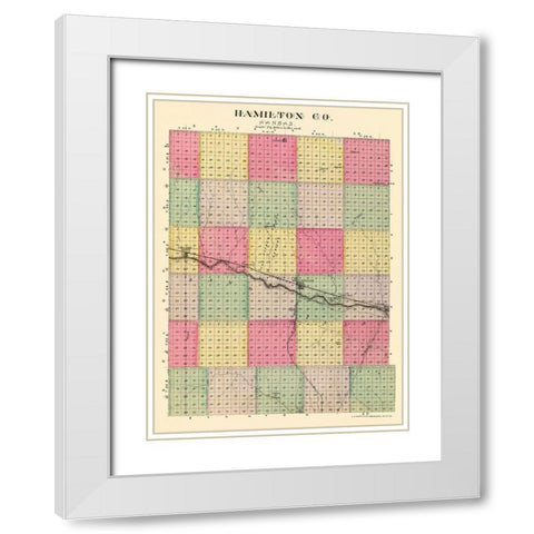 Hamilton Kansas - Everts 1887 White Modern Wood Framed Art Print with Double Matting by Everts