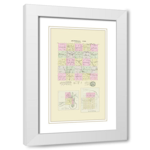 Jewell Kansas - Everts 1887 White Modern Wood Framed Art Print with Double Matting by Everts