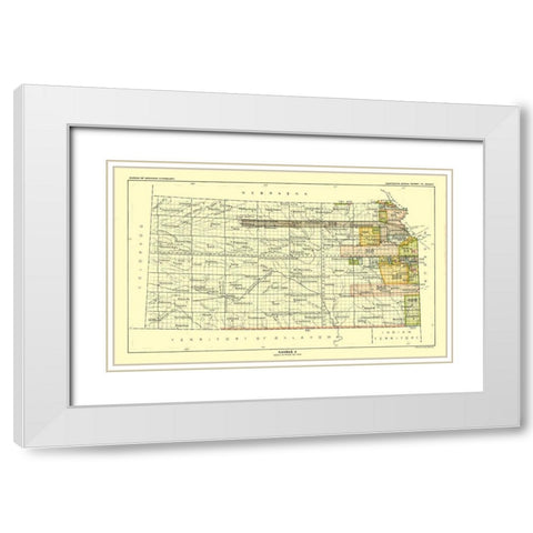 Kansas - Hoen 1896 White Modern Wood Framed Art Print with Double Matting by Hoen