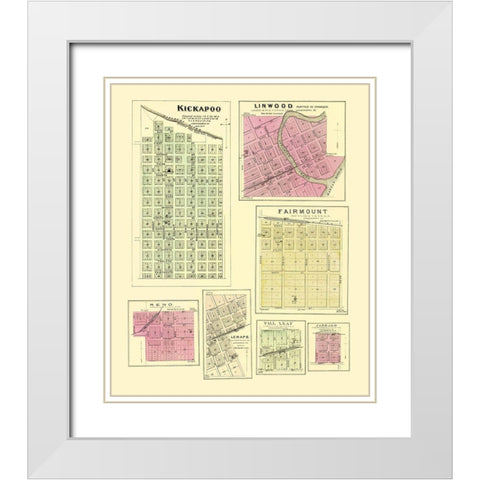 Kickapoo, Linwood, Fairmount Kansas - Everts 1887 White Modern Wood Framed Art Print with Double Matting by Everts