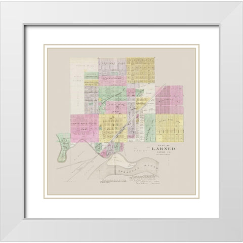 Larned Kansas - Everts 1887 White Modern Wood Framed Art Print with Double Matting by Everts