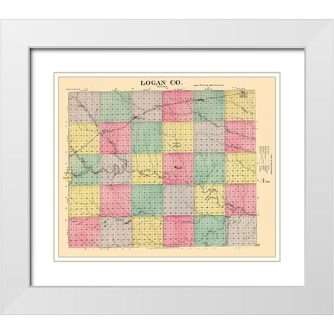 Logan Kansas - Everts 1887 White Modern Wood Framed Art Print with Double Matting by Everts