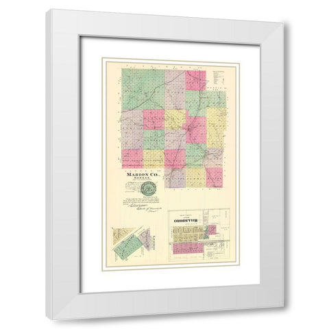 Marion Kansas - Everts 1887 White Modern Wood Framed Art Print with Double Matting by Everts