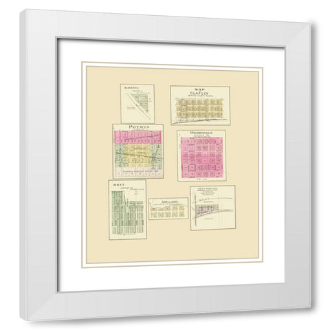 Mayetta, Claflin, Potwin, Woodsdale, Hoyt Kansas White Modern Wood Framed Art Print with Double Matting by Everts