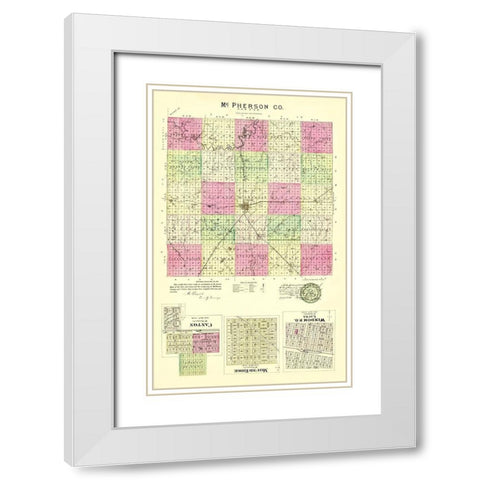 Mcpherson Kansas - Everts 1887 White Modern Wood Framed Art Print with Double Matting by Everts